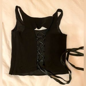 Laltramoda Black Lace Up Top